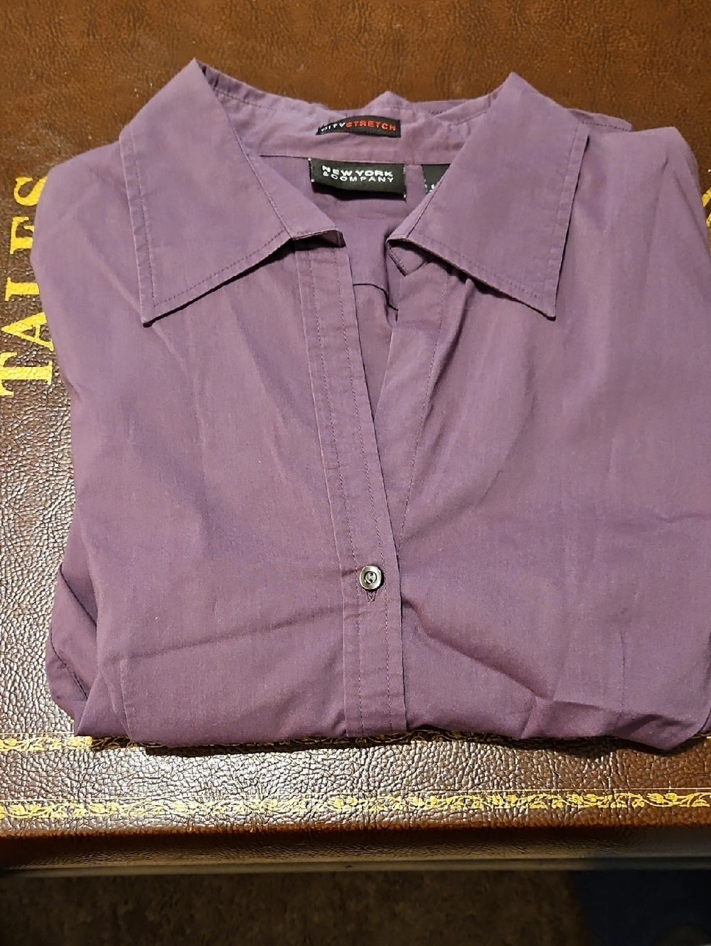 New York & Company Plum Button-Down Shirt